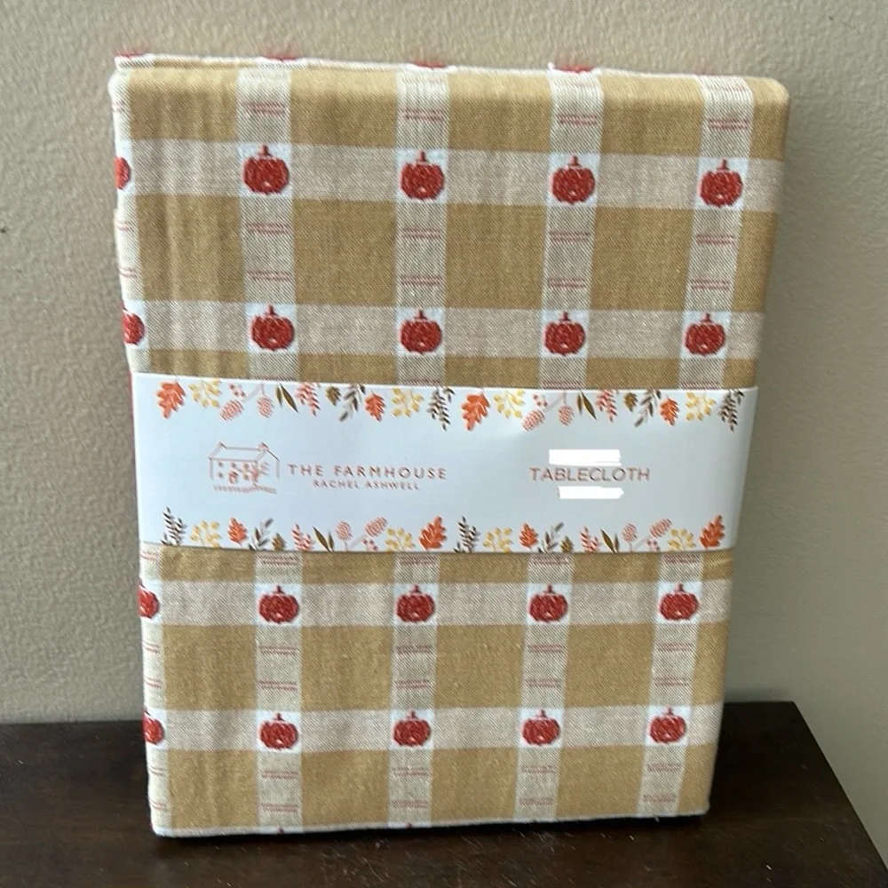 The Farmhouse Rachel Ashwell Fall Pumpkin Tablecloth Plaid 60”x 102”